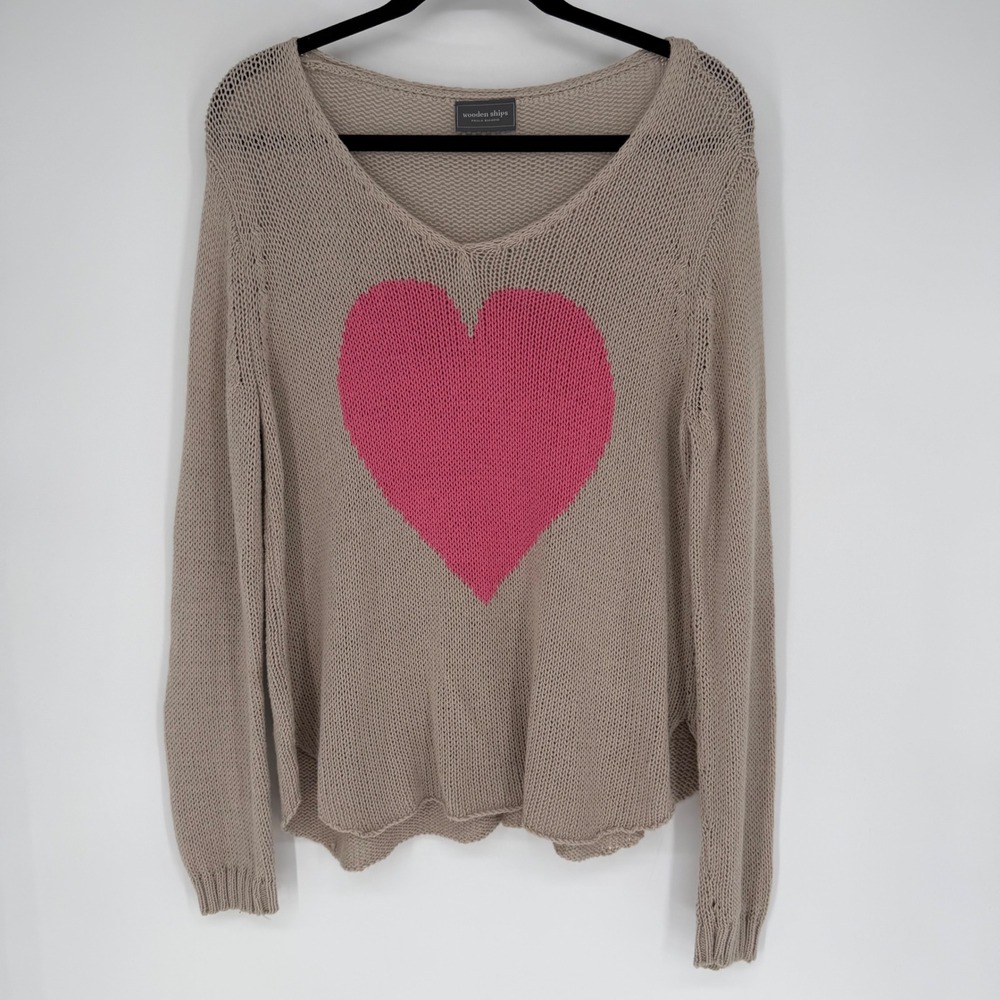 WOODEN SHIPS HEART KNIT SWEATER LOOSE WEAVE KNIT SLOUCHY M/L